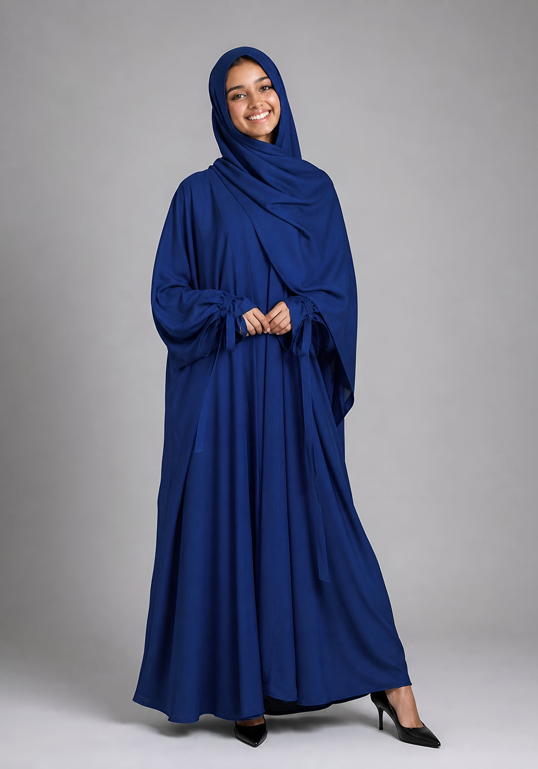 Double Layered Abaya Set - Blue