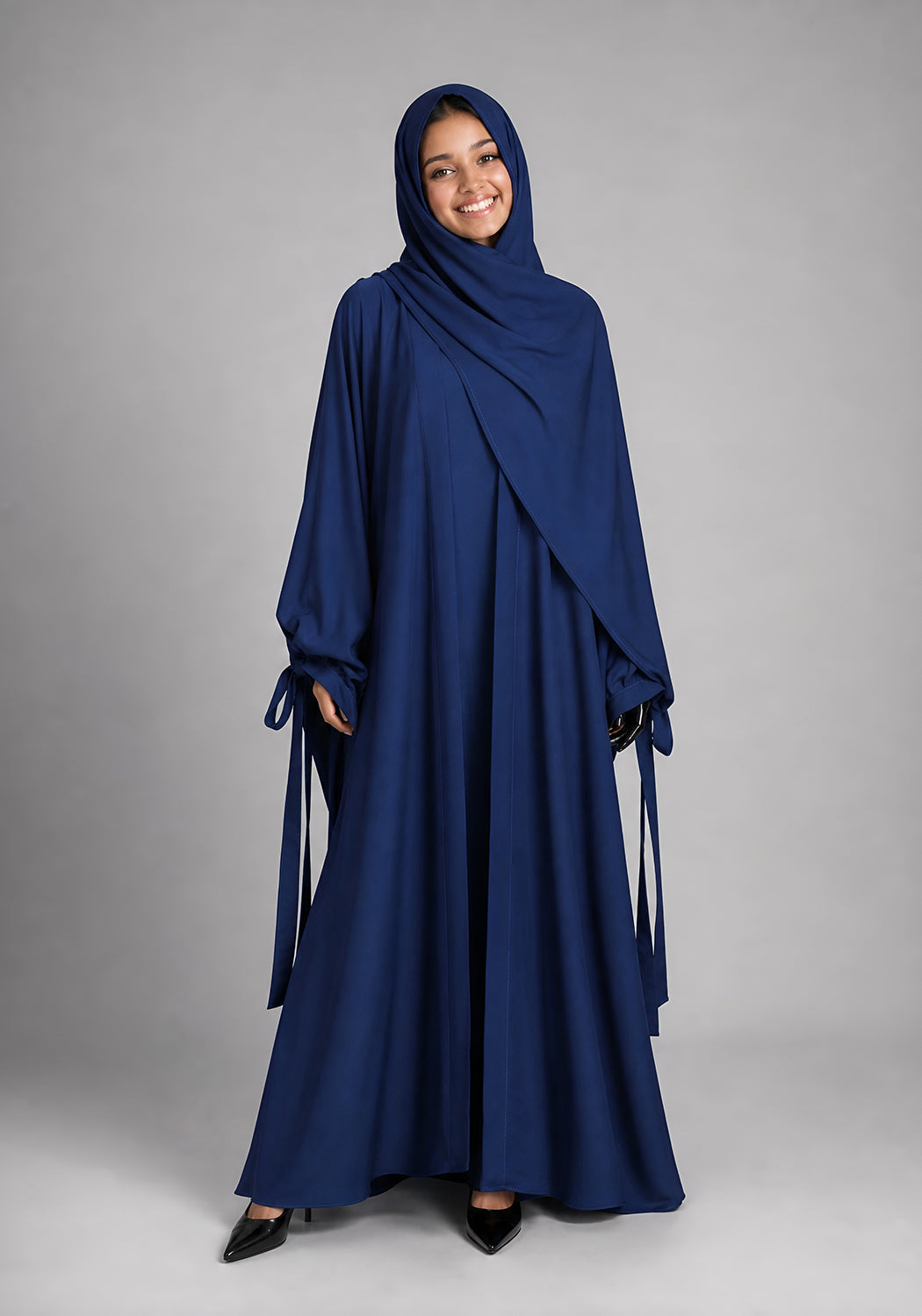 Double Layered Abaya Set - Blue