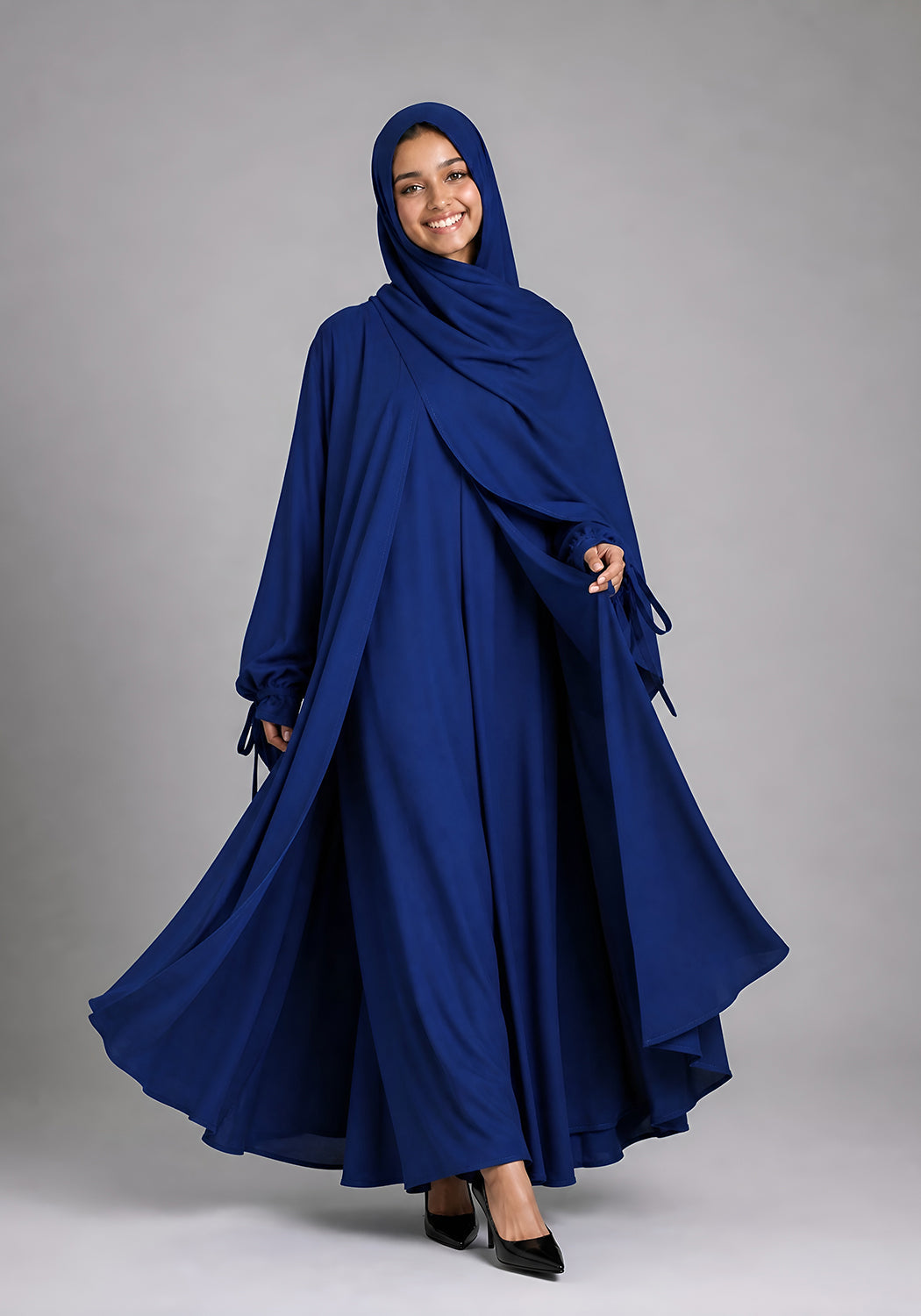 Double Layered Abaya Set - Blue