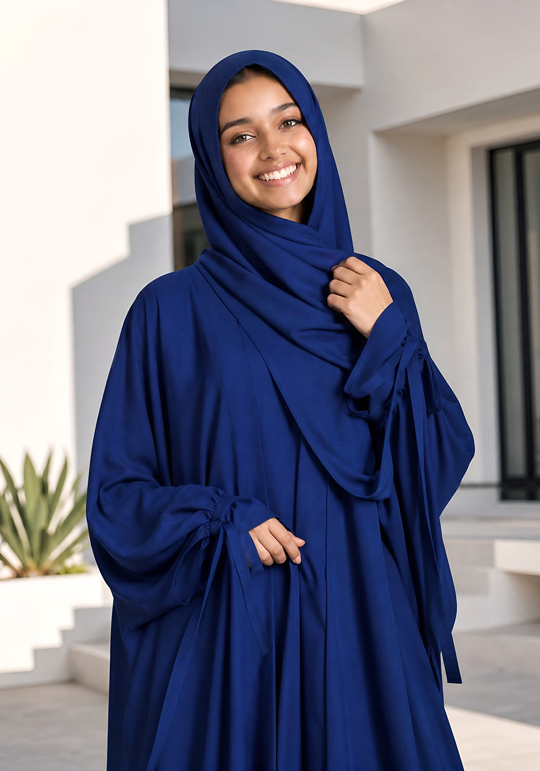 Double Layered Abaya Set - Blue
