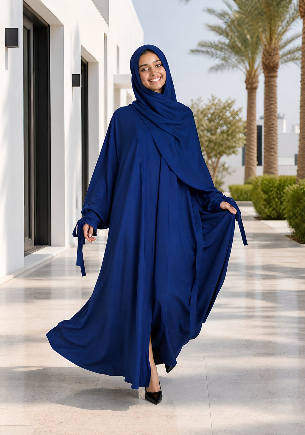 Double Layered Abaya Set - Blue