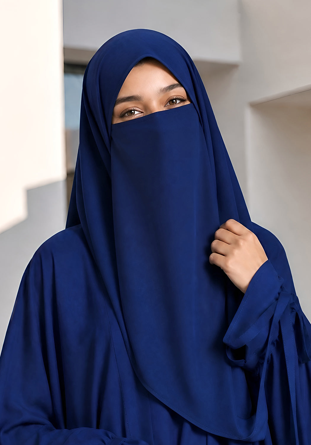 Double Layered Abaya Set - Blue