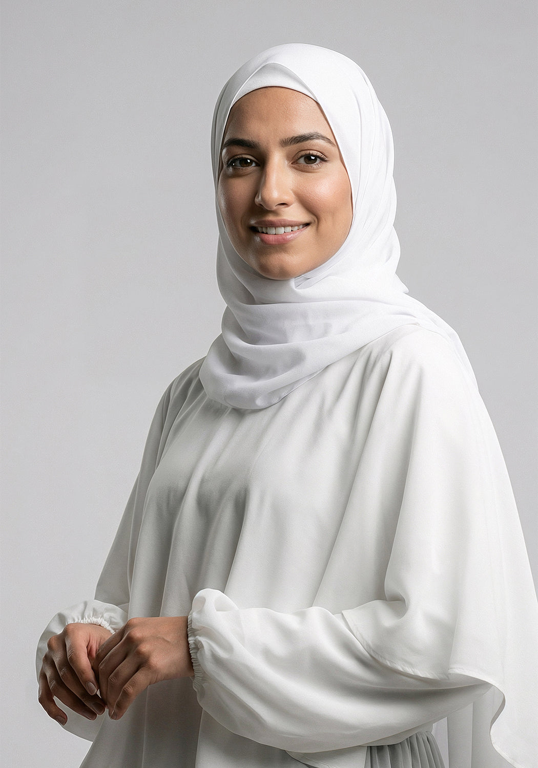 Classic Layered  Abaya - White
