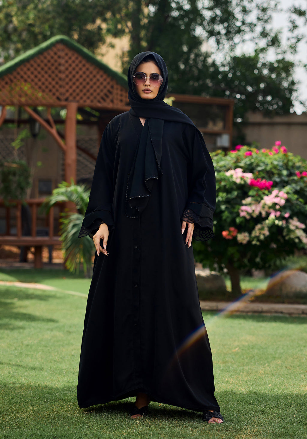 Black Net Sleeve Style Abaya