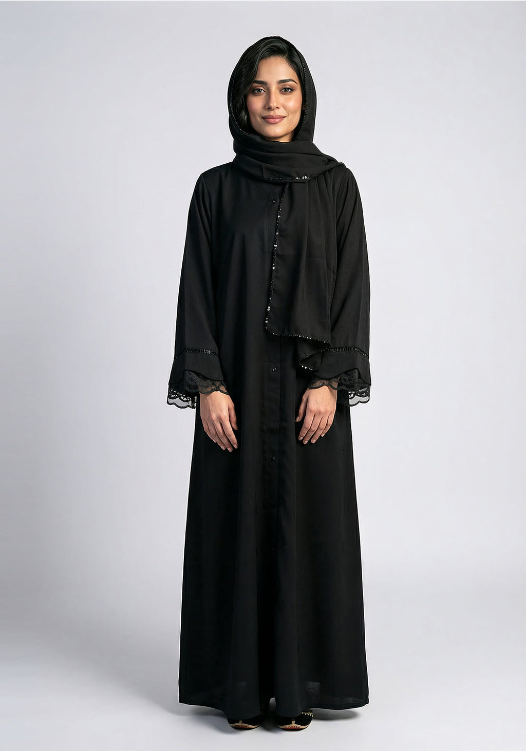 Black Net Sleeve Style Abaya