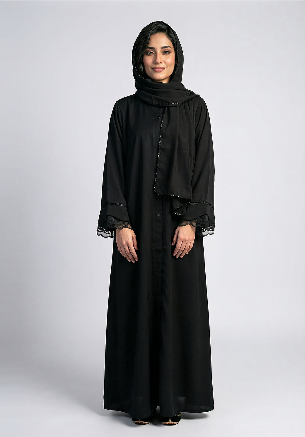 Black Net Sleeve Style Abaya
