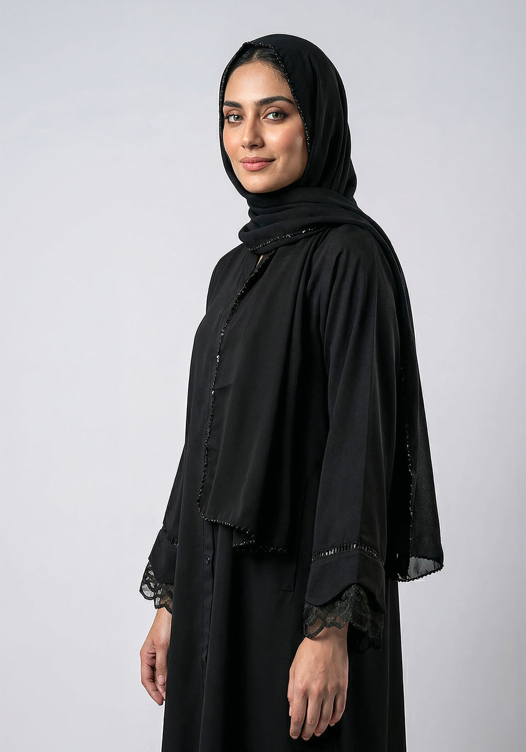 Black Net Sleeve Style Abaya