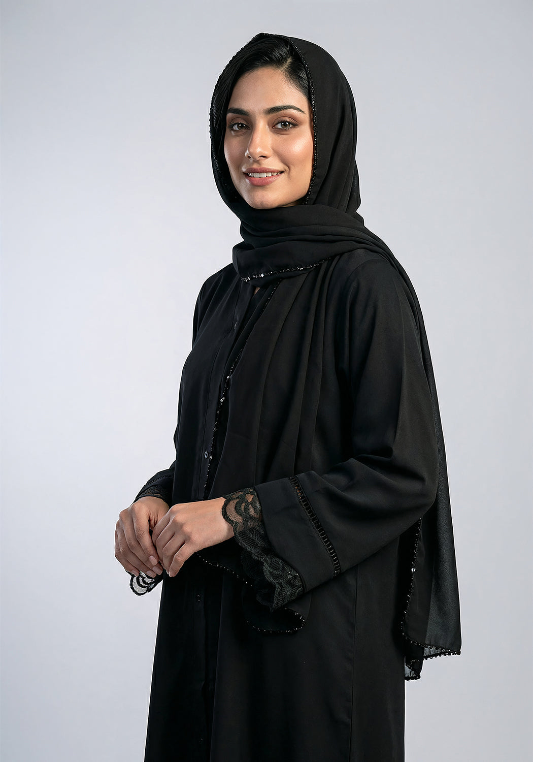 Black Net Sleeve Style Abaya