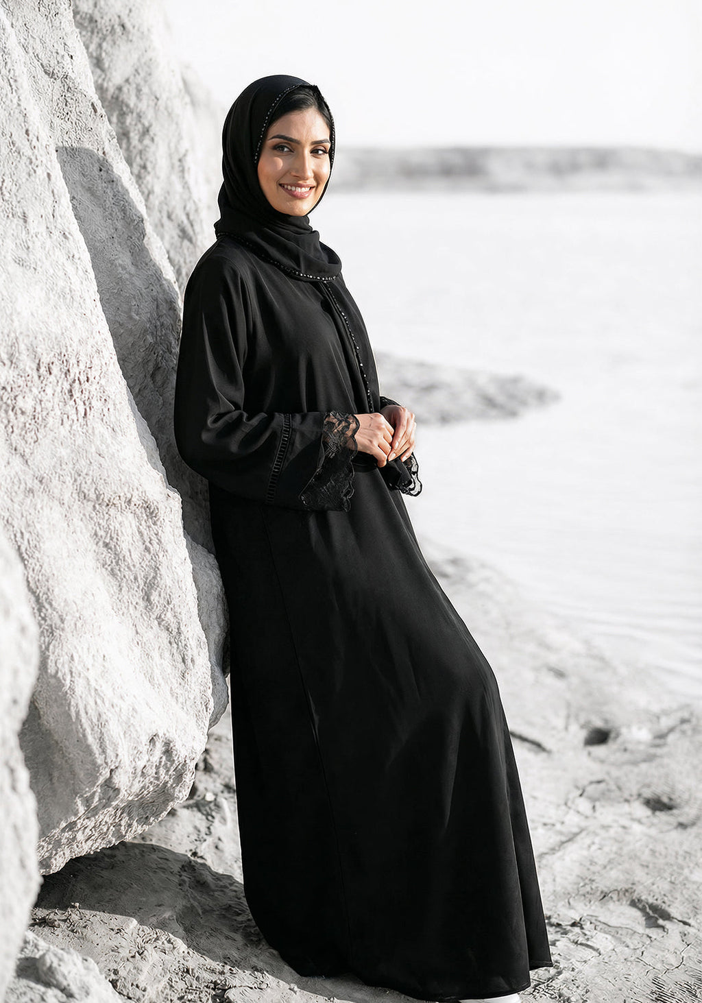 Black Net Sleeve Style Abaya