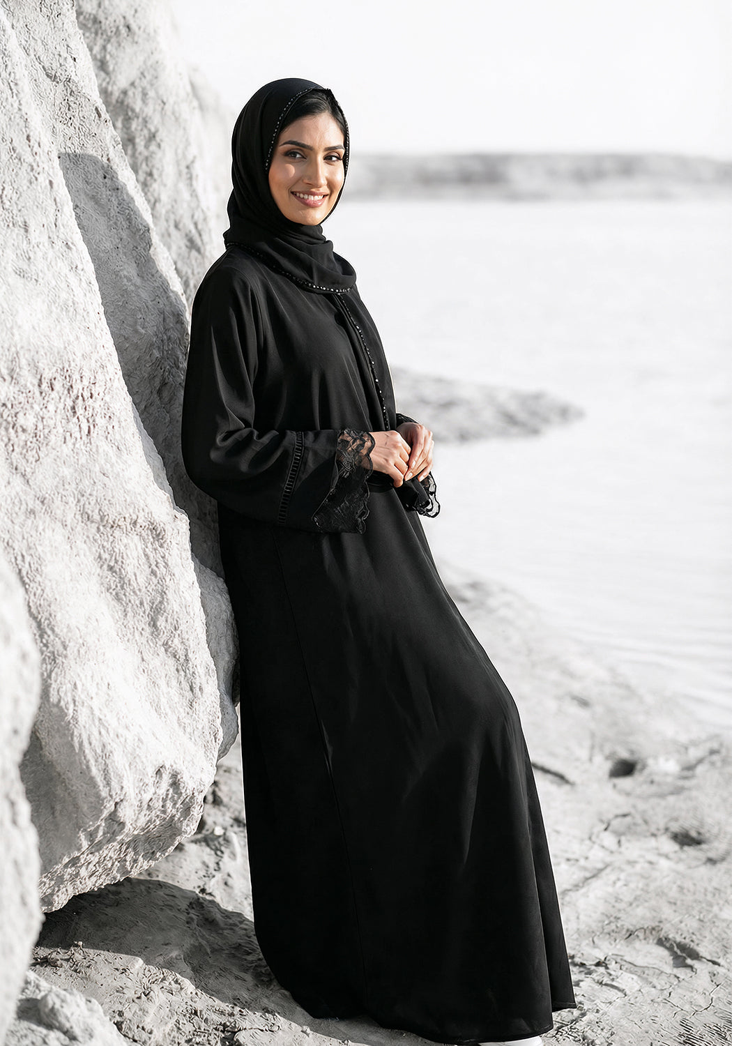 Black Net Sleeve Style Abaya