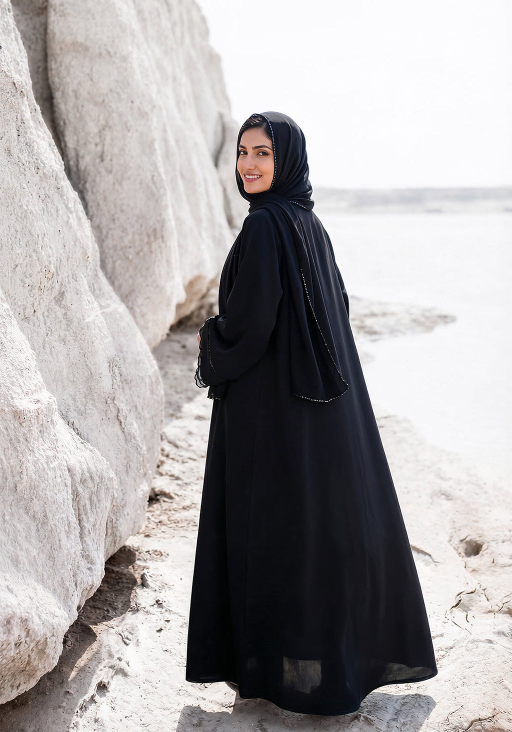 Black Net Sleeve Style Abaya