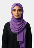 Chiffon Hijab With Cap-Purple
