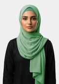 Chiffon Hijab With Cap-Mint Green