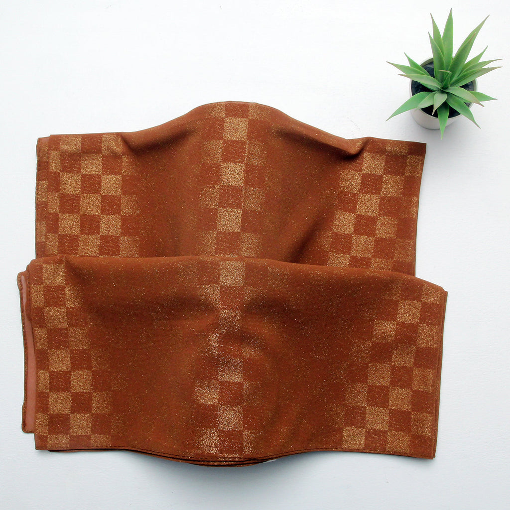 Chiffon Check Foil-Rust
