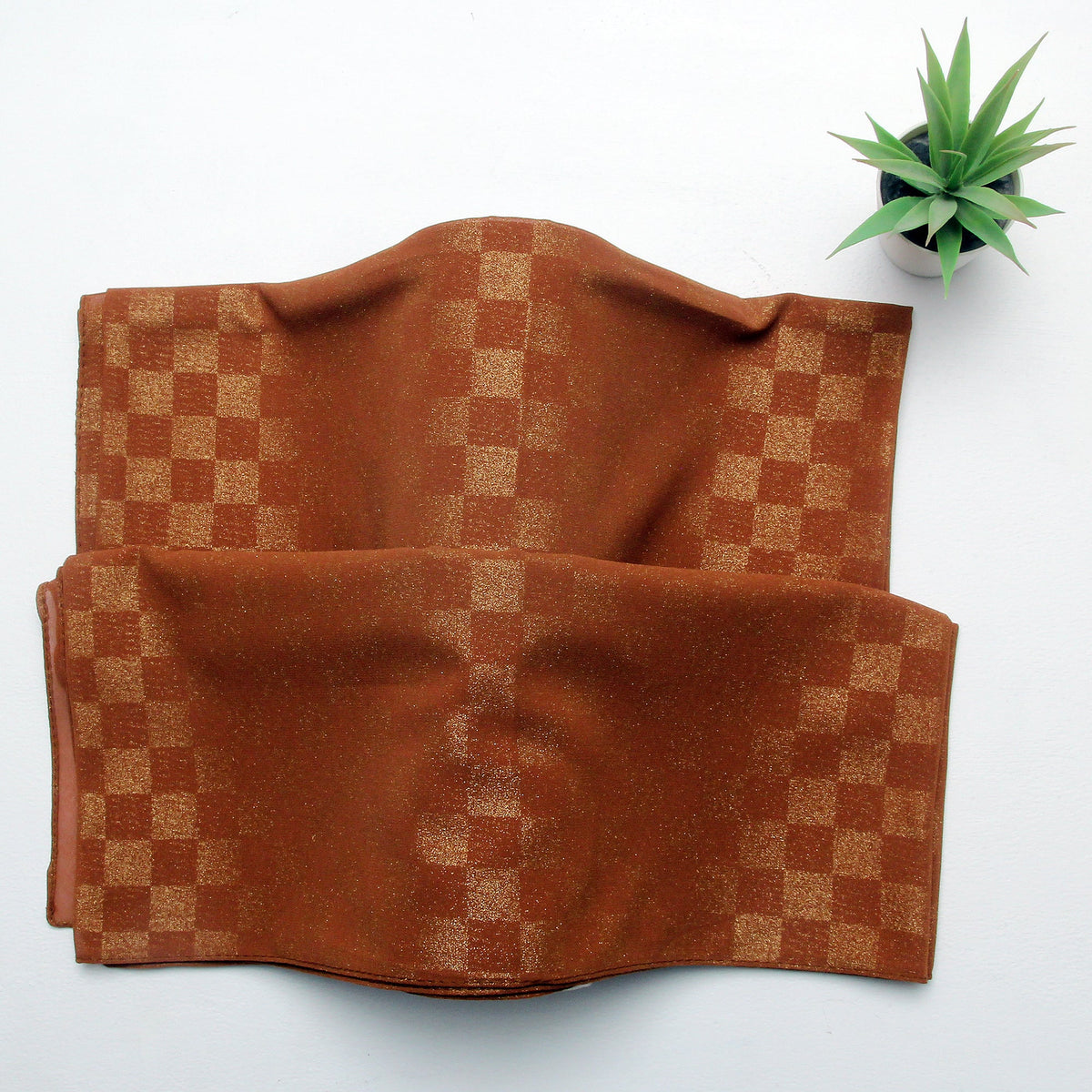 Chiffon Check Foil-Rust