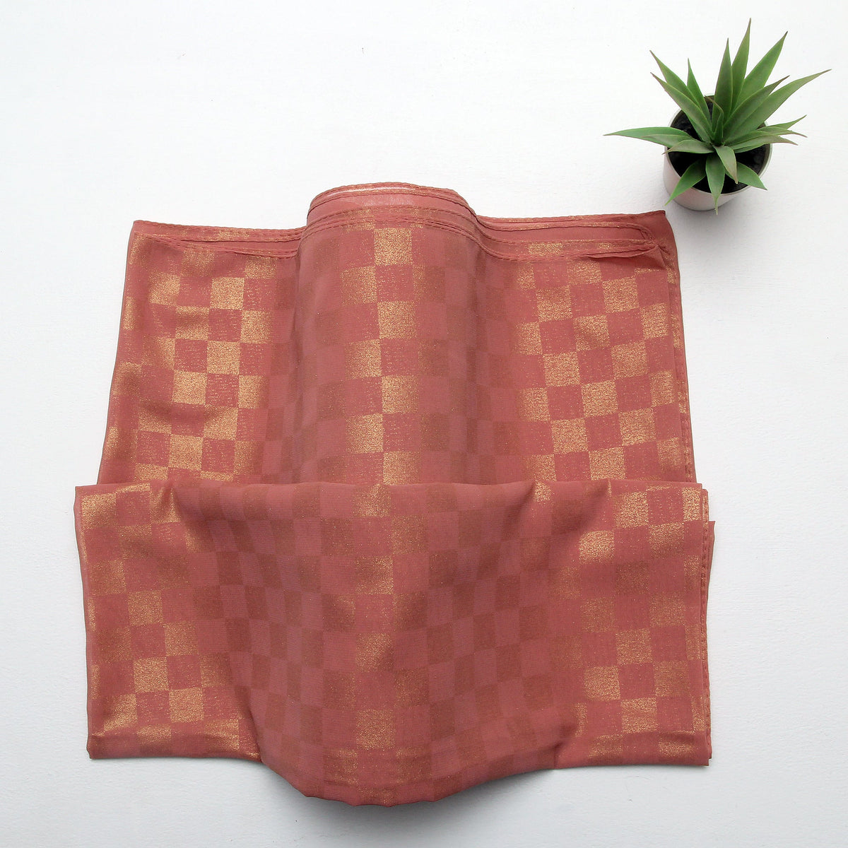 Chiffon Check Foil-Light Pink