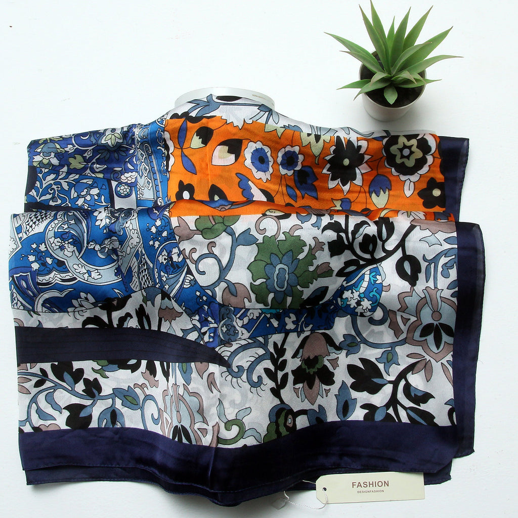 Silk Branded-Navy Blue-Orange