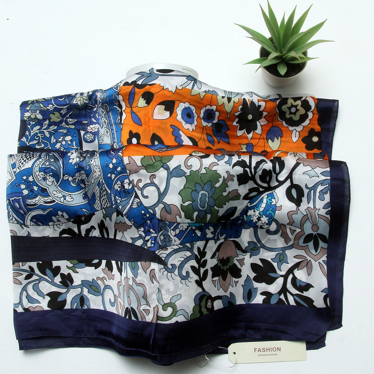 Silk Branded-Navy Blue-Orange
