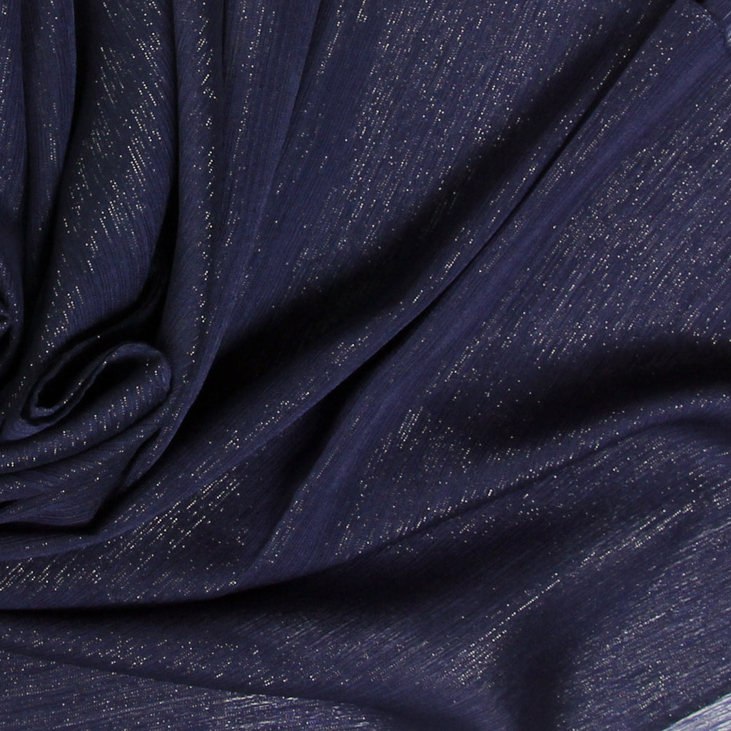 Metallic Chiffon-Navy Blue