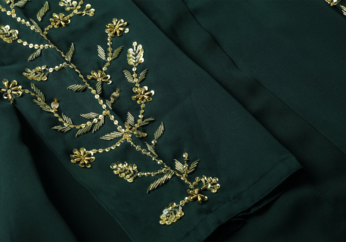 Bottle Green Handwork Abaya