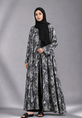 Black and White Printed Abaya