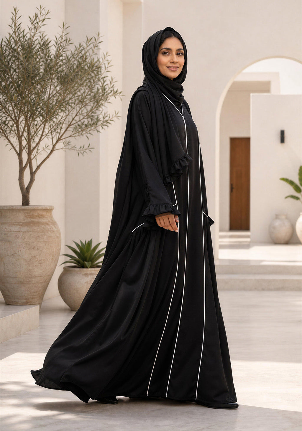 Black frill abaya
