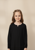 Kids Front Closed Black Abaya