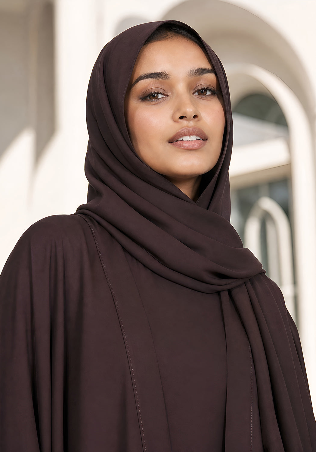 Double Layered Abaya Set - Brown