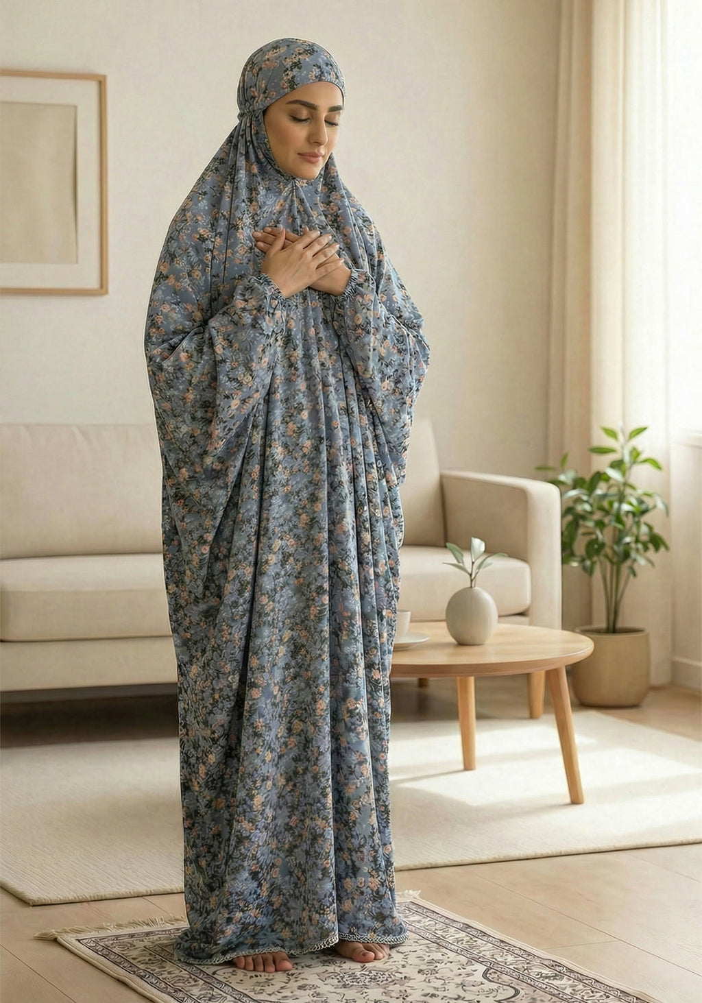 Printed Namaz Chadar - Dark Grey