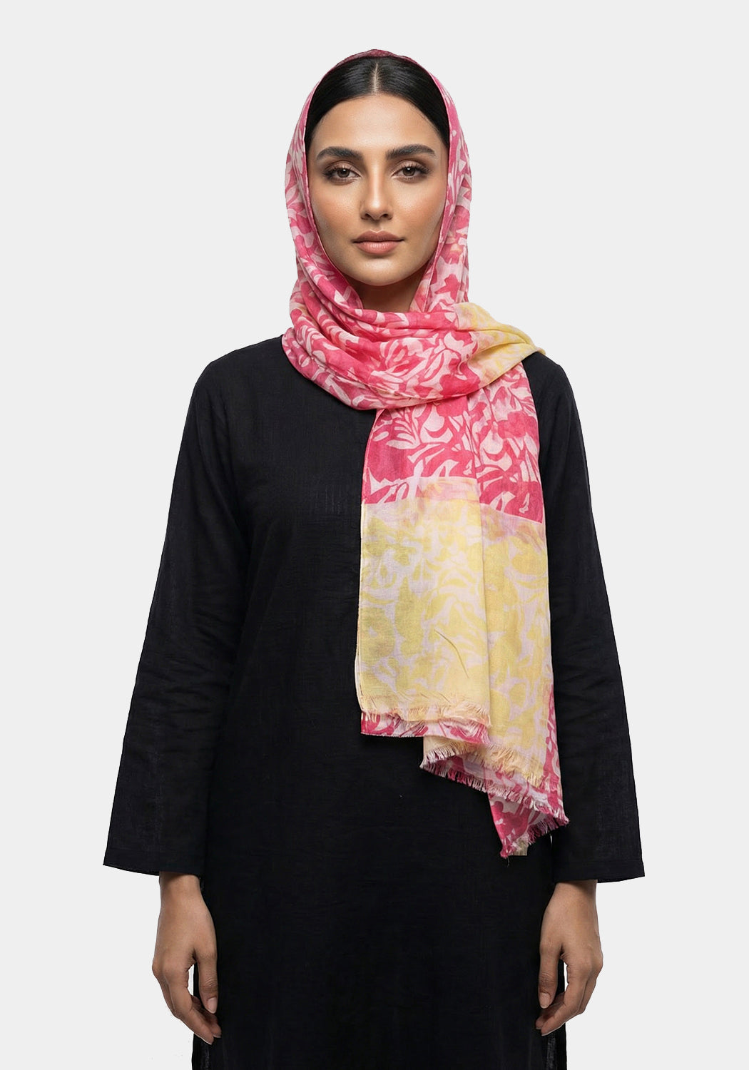 Ainaz Polyester Hijab - Pink and Yellow