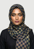 Chiffon Check Foil-Navy Blue