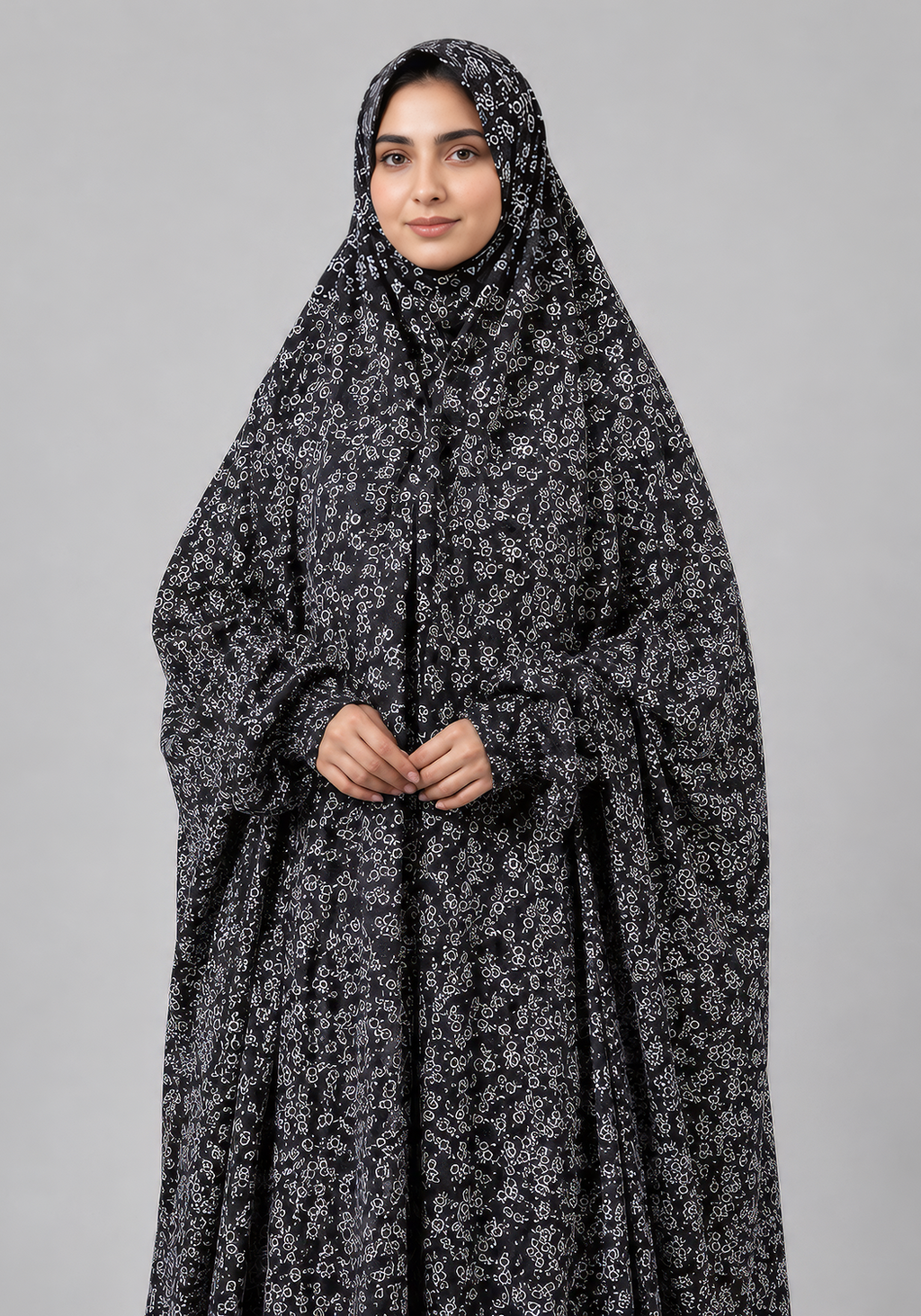 Black Namaz Chadar Flower Print
