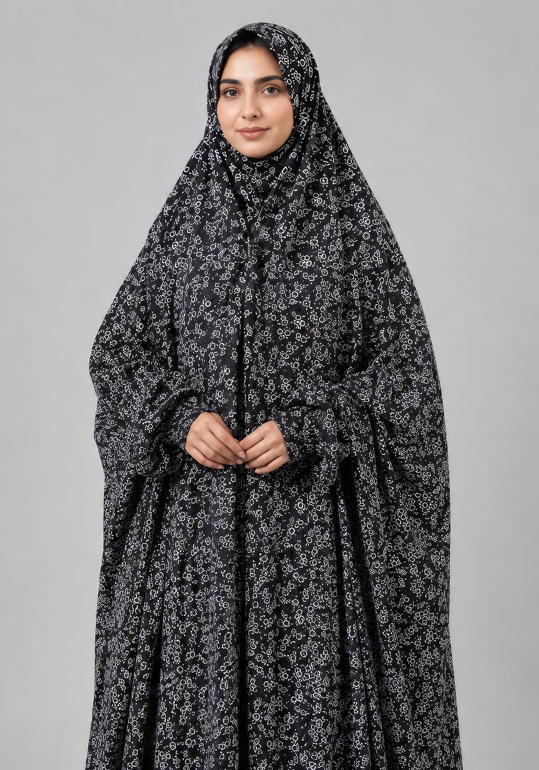 Black Namaz Chadar Flower Print