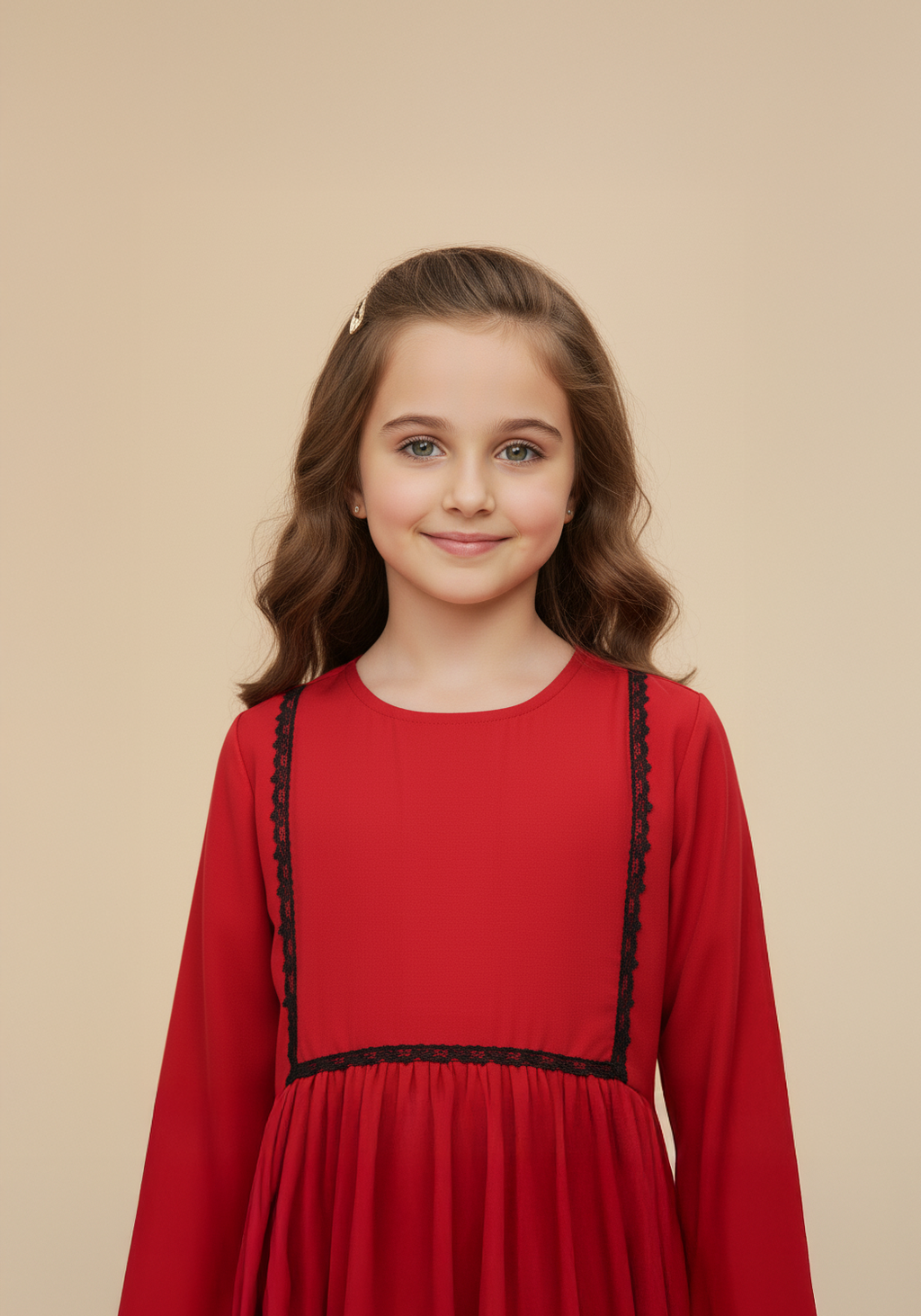 Kids Front Closed Maroon Abaya