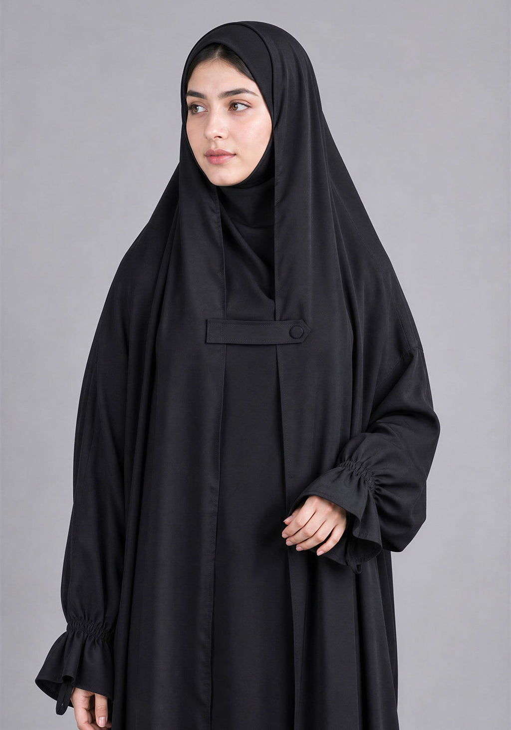 Layered Saudi Jilbab - Black