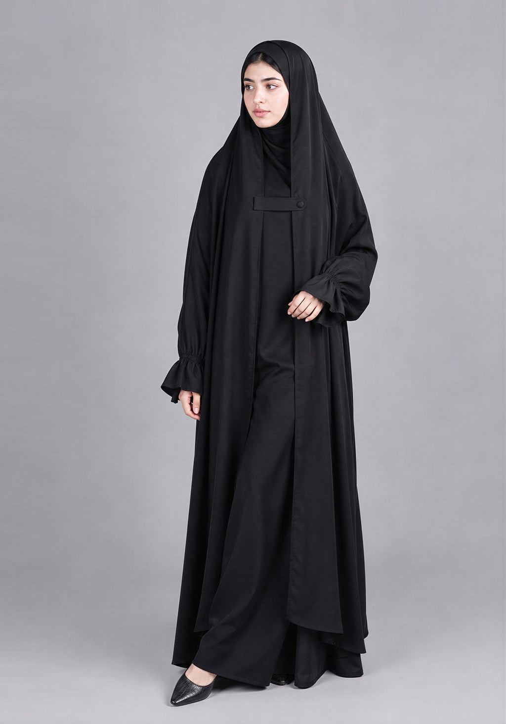 Layered Saudi Jilbab - Black