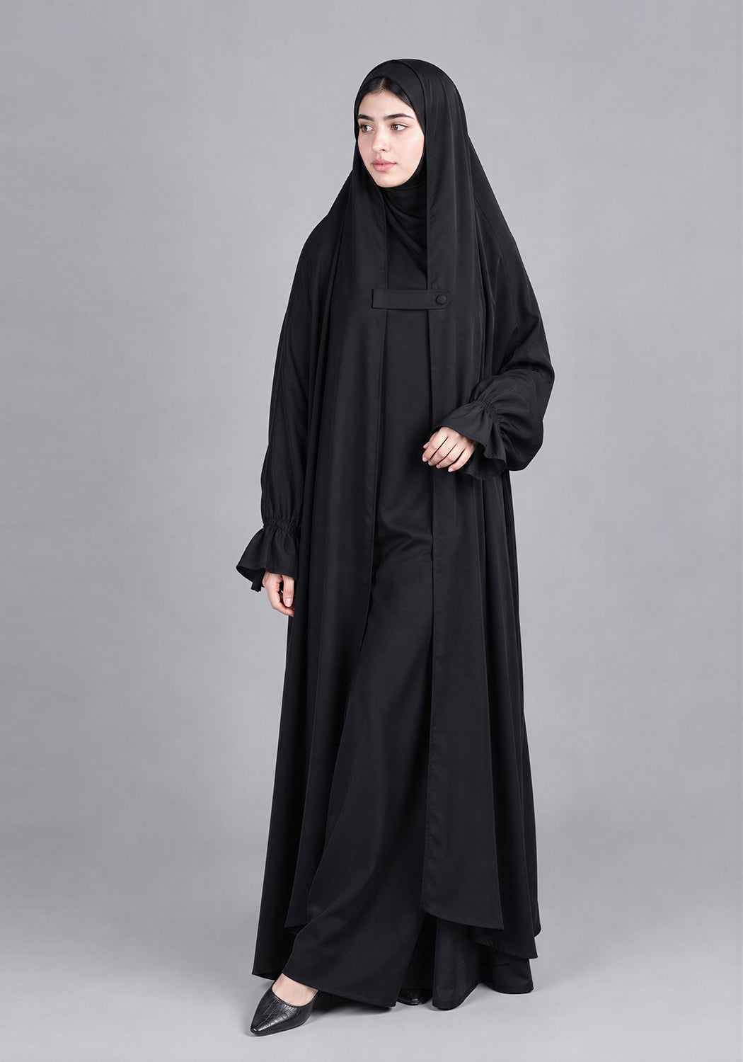 Layered Saudi Jilbab - Black