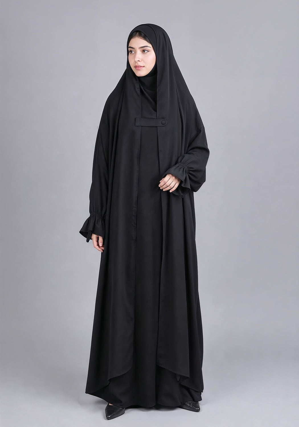 Layered Saudi Jilbab - Black