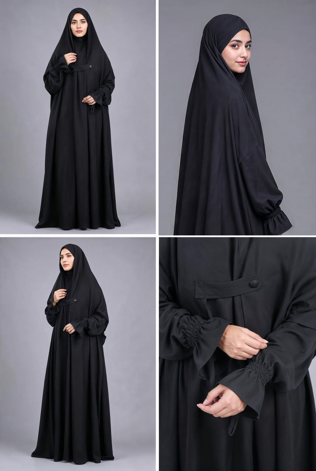 Layered Saudi Jilbab - Black