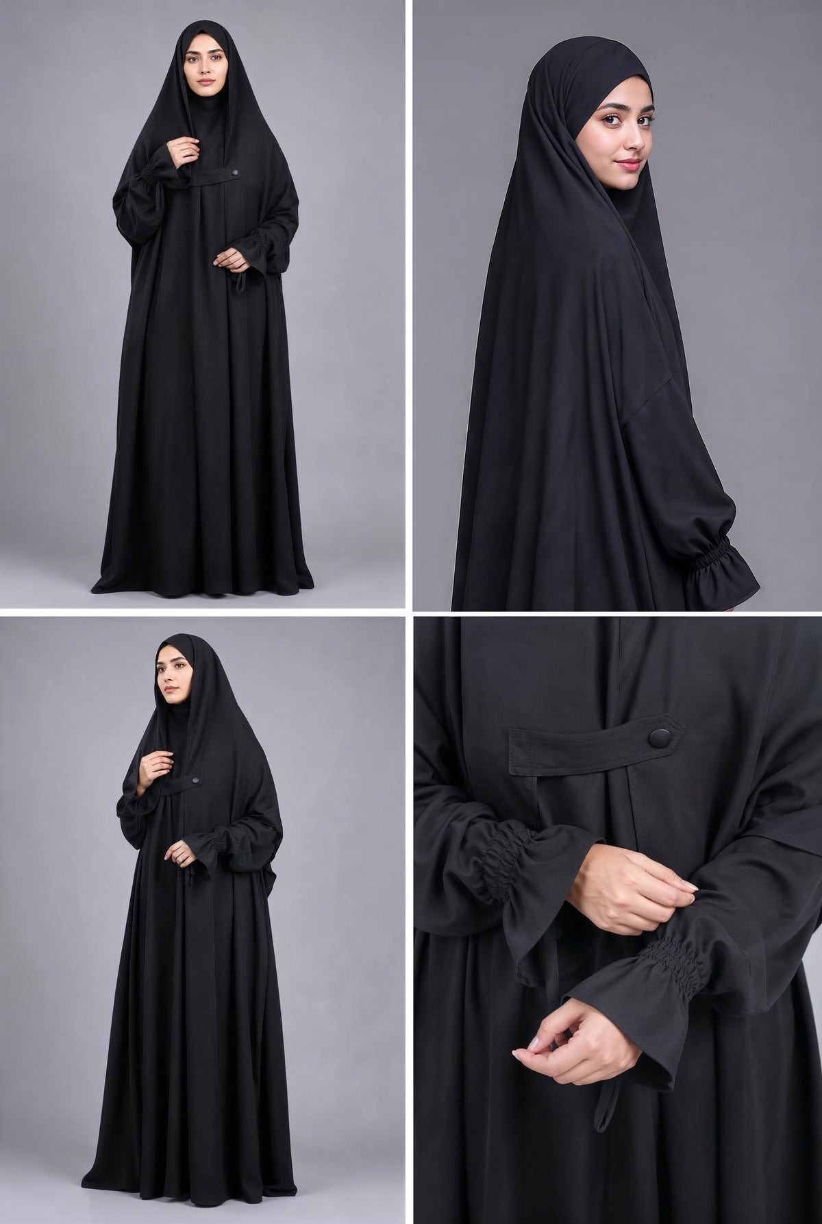 Layered Saudi Jilbab - Black