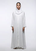 WHITE FRONT-OPEN ABAYA- Signature
