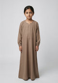 Kids Front Closed Abaya Fawn